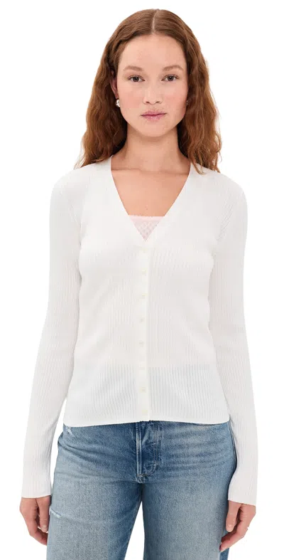Sold Out Nyc The Ribbed Favorite Cardigan In Cream Cream In White