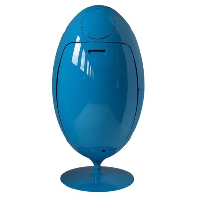 Pre-owned Soldi Design Ovetto Gala Collection Shiny Lightblue Recycling And Waste Bin By  In Blue
