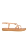 Soldini Woman Thong Sandal Beige Size 11 Leather In Brown