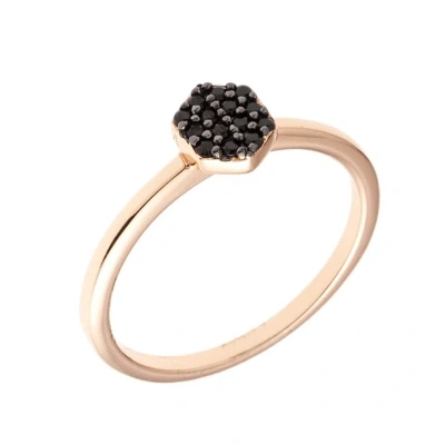 Sole Du Soleil Daffodil Collection Women's 18k Rg Plated Black Stackable Fashion Ring Size 5 In Gold
