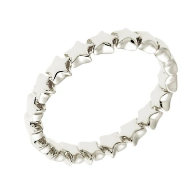 Sole Du Soleil Daffodil Collection Women's 18k Wg Plated Stackable Star Fashion Ring Size 7 In White