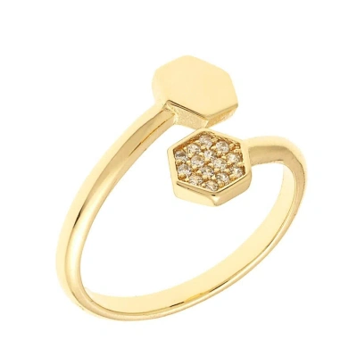 Sole Du Soleil Daffodil Collection Women's 18k Yg Plated Geometric Bypass Fashion Ring Size 5 In Yellow