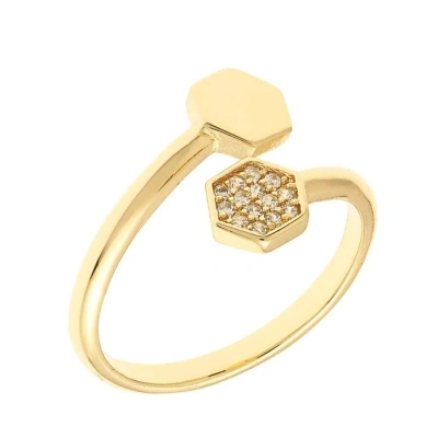 Sole Du Soleil Daffodil Collection Women's 18k Yg Plated Geometric Bypass Fashion Ring Size 8 In Yellow