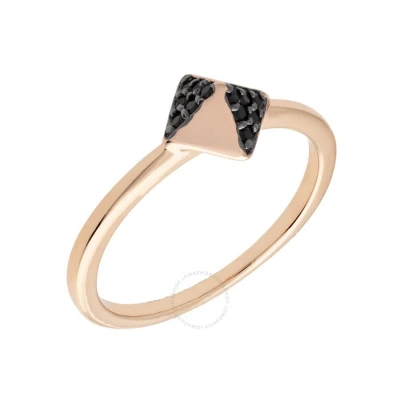 Sole Du Soleil Lupine Collection Women's 18k Rg Plated Black Stackable Pyramid Fashion Ring Size 5 In Rose Gold-tone