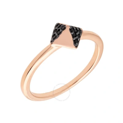 Sole Du Soleil Lupine Collection Women's 18k Rg Plated Black Stackable Pyramid Fashion Ring Size 6 In Rose Gold-tone