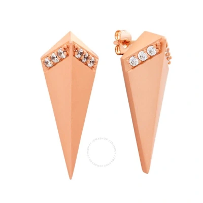 Sole Du Soleil Lupine Collection Women's 18k Rg Plated Satin Finish Prism Fashion Earring In Rose Gold-tone