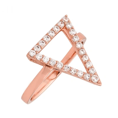 Sole Du Soleil Lupine Collection Women's 18k Rg Plated Triangle Fashion Ring Size 9 In Pink