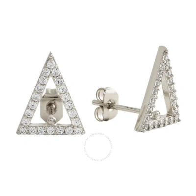 Sole Du Soleil Lupine Collection Women's 18k Wg Plated Open Triangle Stud Fashion Earrings In White