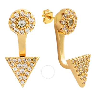 Sole Du Soleil Lupine Collection Women's 18k Yg Plated Geometric Ear Jacket Fashion Earrings In Yellow