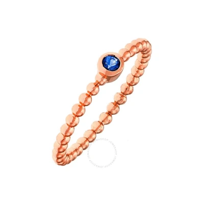 Sole Du Soleil Marigold Collection Women's 18k Rg Plated Dark Blue Stone Stackable Fashion Ring Size In Rose Gold-tone