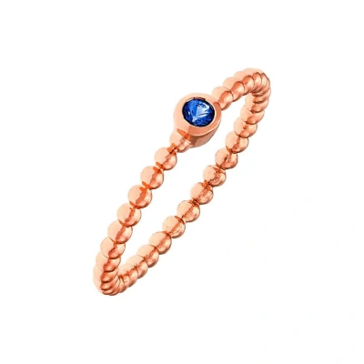 Sole Du Soleil Marigold Collection Women's 18k Rg Plated Dark Blue Stone Stackable Fashion Ring Size In Pink