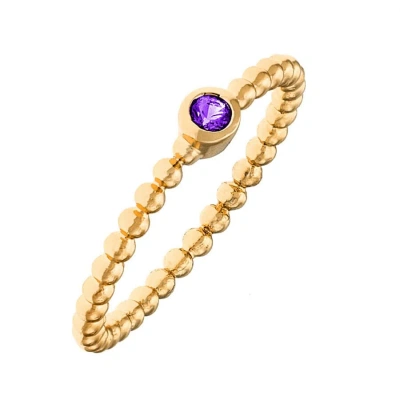 Sole Du Soleil Marigold Collection Women's 18k Yg Plated Purple Stone Stackable Fashion Ring Size 5 In Yellow