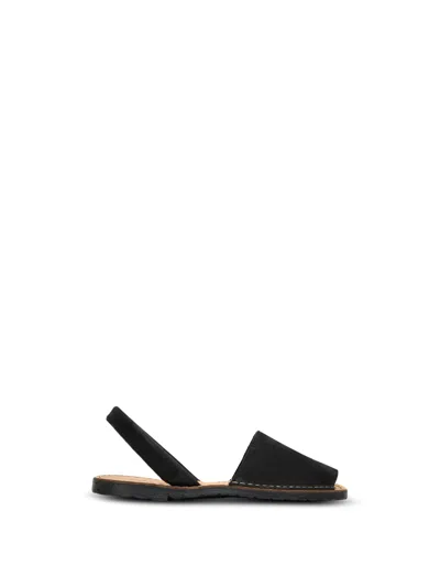 Sole Macaw Nubuck Menorcan Sandals In Black