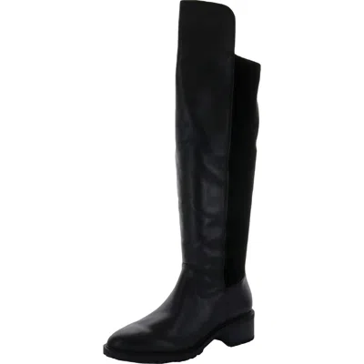 Sole Society Favian Womens Leather Round Toe Knee-high Boots In Black