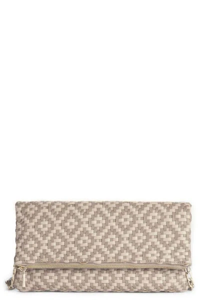 Sole Society Lisbeth Weave Foldover Clutch In Gray