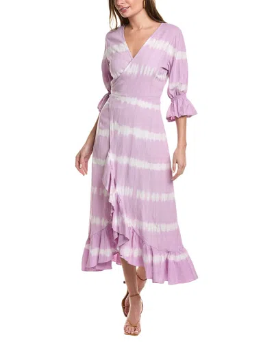 Sole Tatiana Linen-blend Wrap Dress In Purple
