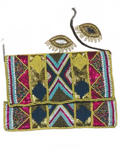 Sol’eart Women's Beaded Kaleidoscope Handbag In Pink/tan/turquoise In Multi