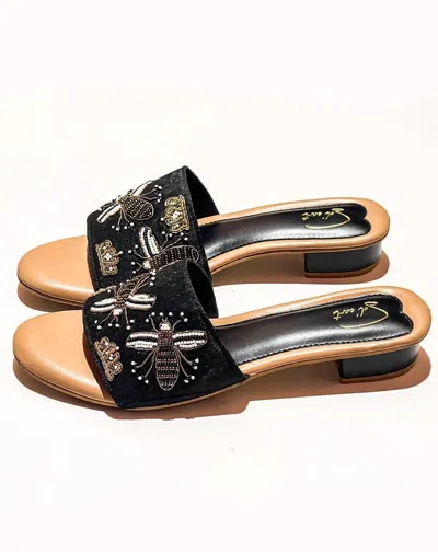 Sol’eart Women Bees & Crowns Sandal In Black