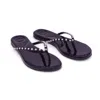 SOLEI SEA WOMEN'S INDIE SANDAL IN BLACK PATENT WITH WHITE PEARL