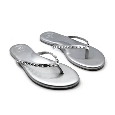 Solei Sea Women's Indie Soho Silver With Studs Flip Flop