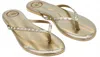 Solei Sea Women's Indie Solid Metallic Gold With Pearls Flip-flop In Gold