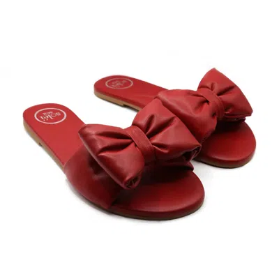 Solei Sea Women's Rafie Bow Slide Sandal In Poppy In Red