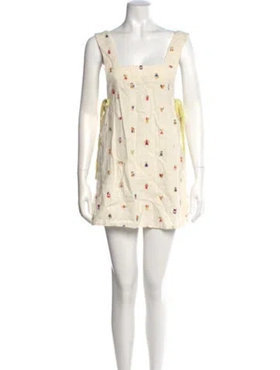 Pre-owned Soleil Soleil Linen Mini Dress In Neutral