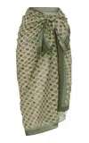 Soleil Soleil Printed Organic-cotton Square Pareo In Green