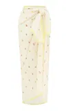 Soleil Soleil Printed Organic-cotton Square Pareo In White