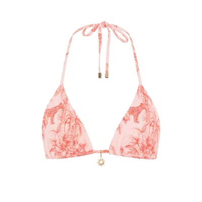 Soleil State Women's Pink Jungle Muse - Triangle Bikini Top