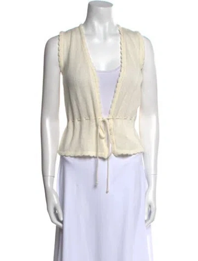 Pre-owned Soler Cashmere V-neck Sweater In Neutral