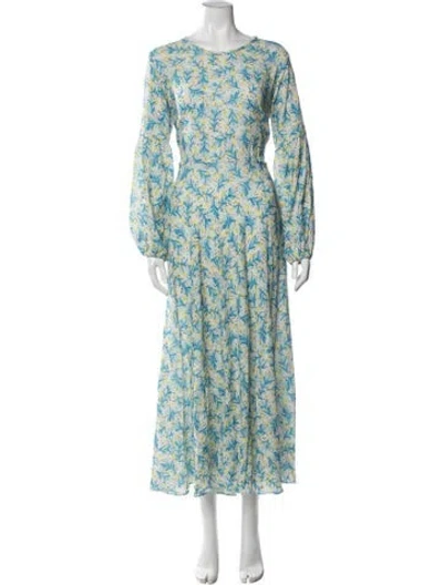 Pre-owned Soler Floral Print Long Dress In Blue