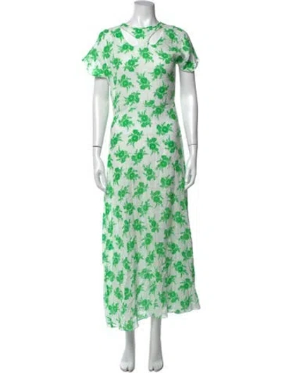 Pre-owned Soler Floral Print Long Dress In Green
