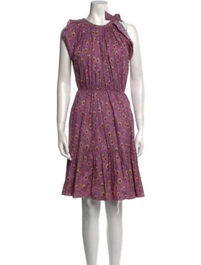 Pre-owned Soler Floral Print Midi Length Dress In Purple