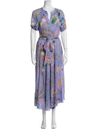 Pre-owned Soler Linen Midi Length Dress In Purple