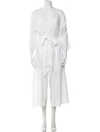 Pre-owned Soler Printed Long Dress In White