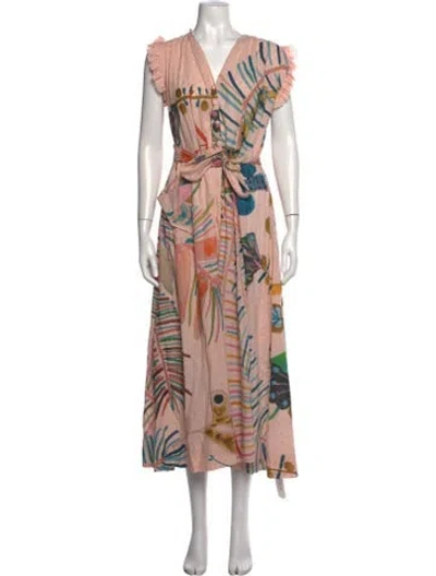 Pre-owned Soler Printed Midi Length Dress In Pink