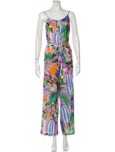 Pre-owned Soler Printed V-neck Jumpsuit In Multi