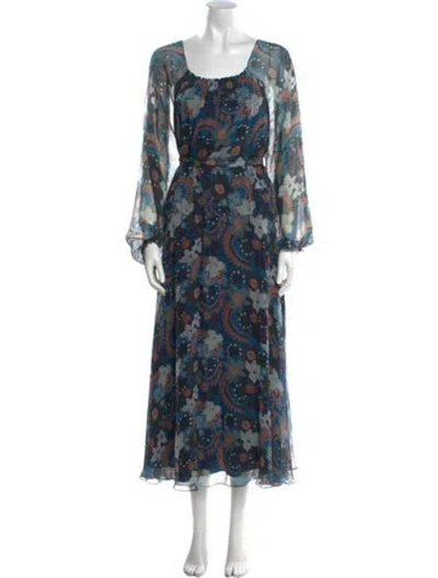 Pre-owned Soler Silk Long Dress In Blue
