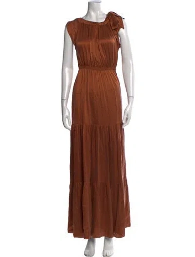 Pre-owned Soler Silk Long Dress In Brown