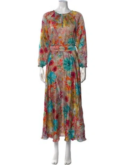 Pre-owned Soler Silk Long Dress W/ Tags In Multicolor