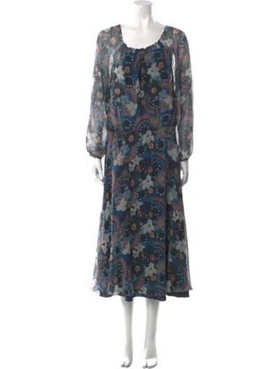 Pre-owned Soler Silk Midi Length Dress In Blue