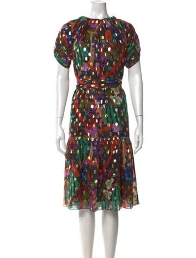 Pre-owned Soler Silk Midi Length Dress In Multi