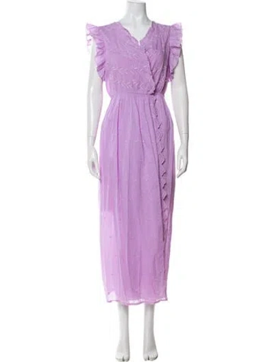 Pre-owned Soler V-neck Long Dress In Purple