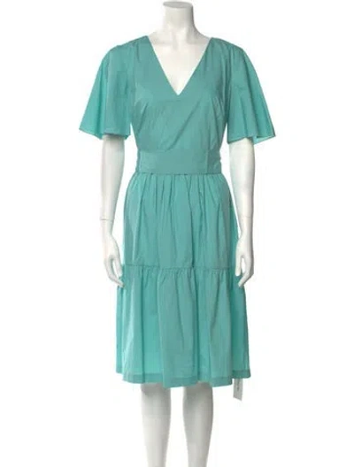 Pre-owned Soler V-neck Midi Length Dress W/ Tags In Green