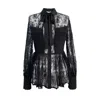 Solgo Atelier Women's Black Laelia Pleated Lace Blouse In Black