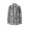 Solgo Atelier Women's Black / White Alexis Silk Blouse Abstract Print In Black/white