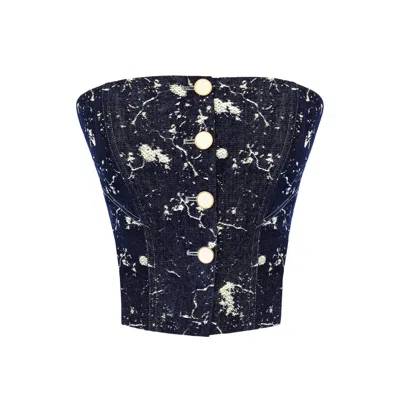Solgo Atelier Women's Blue / White Laura Denim Strapless Bustier In Blue/white