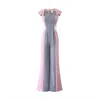 Solgo Atelier Women's Grey / Pink / Purple Eva Crepe Jumpsuit In Grey/pink/purple