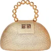 Soli & Sun The Orla Woven Straw & Wooden Bead Statement Clutch Bag
